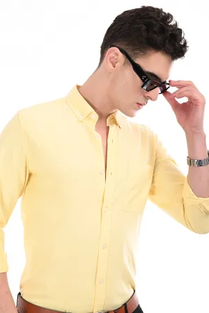 Light Yellow New Age Oxford Semi Formal Shirt