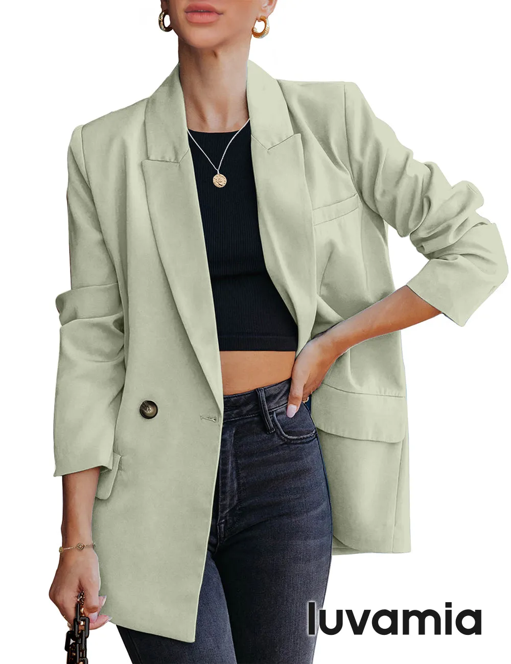 luvamia Blazer Jackets for Women Work Casual Office Long Sleeve Fashion Dressy Business Outfits