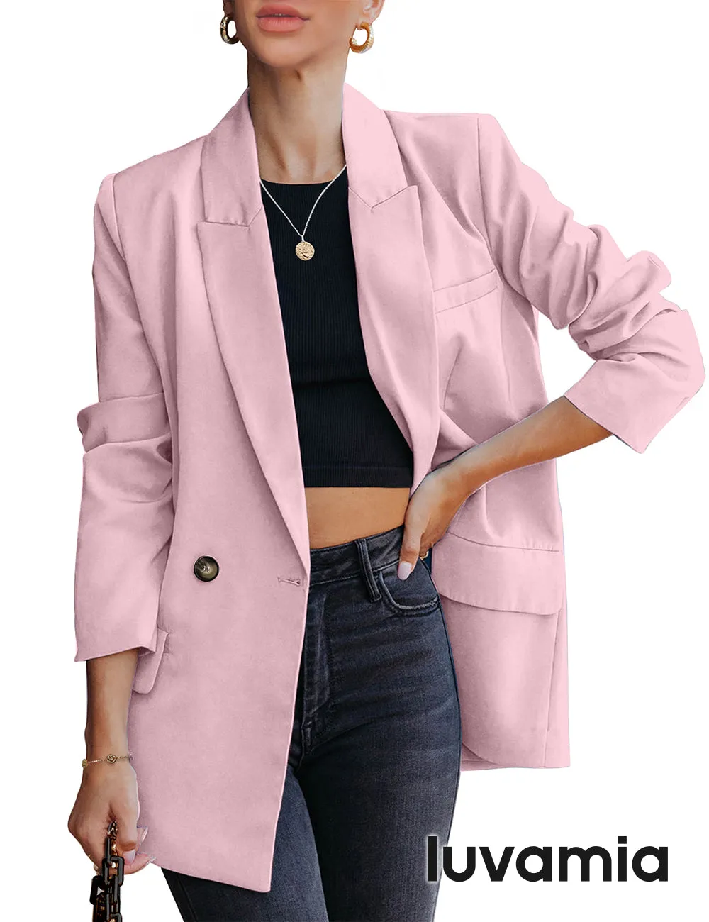 luvamia Blazer Jackets for Women Work Casual Office Long Sleeve Fashion Dressy Business Outfits