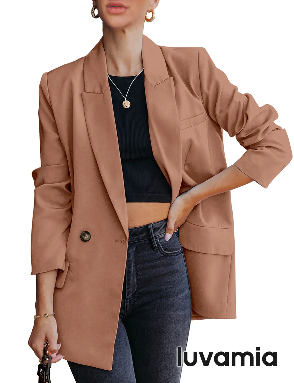 luvamia Blazer Jackets for Women Work Casual Office Long Sleeve Fashion Dressy Business Outfits