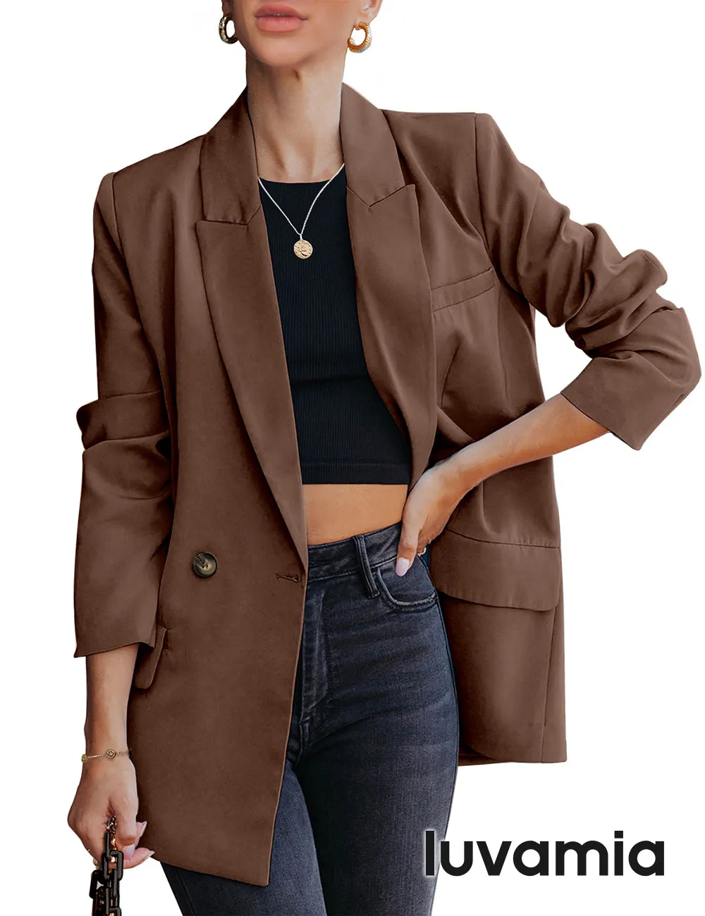 luvamia Blazer Jackets for Women Work Casual Office Long Sleeve Fashion Dressy Business Outfits