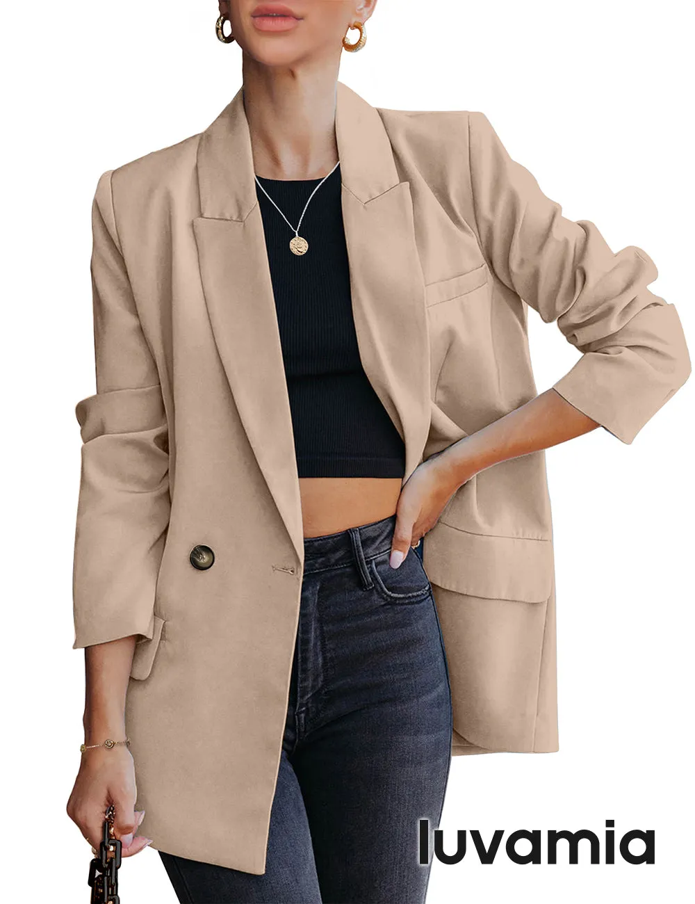 luvamia Blazer Jackets for Women Work Casual Office Long Sleeve Fashion Dressy Business Outfits