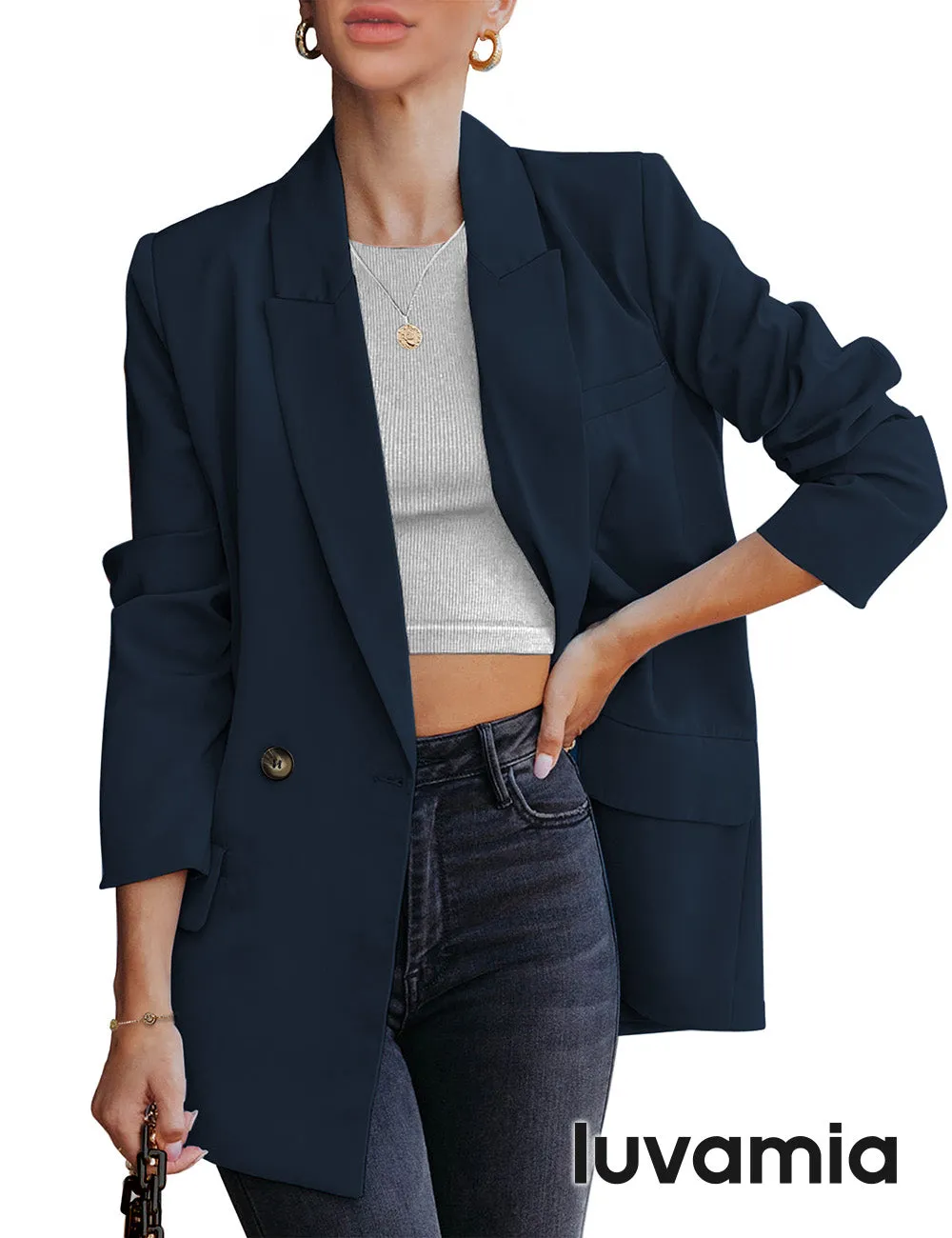 luvamia Blazer Jackets for Women Work Casual Office Long Sleeve Fashion Dressy Business Outfits