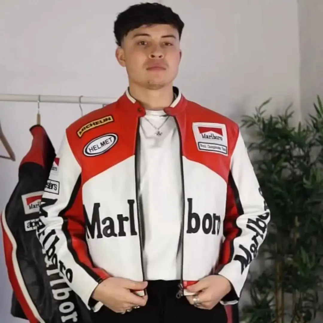 Marlboro Leather Jacket - Red & White