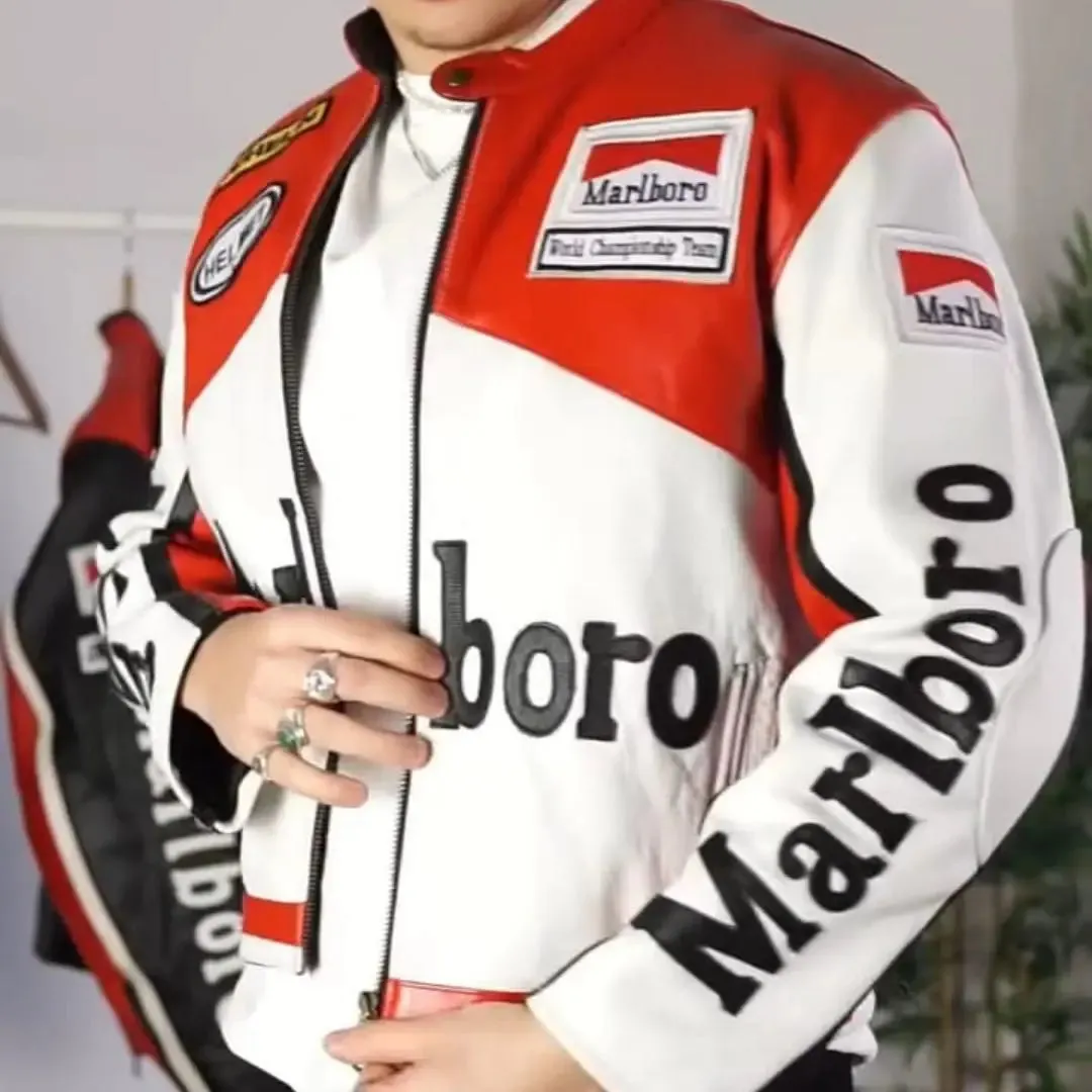 Marlboro Leather Jacket - Red & White