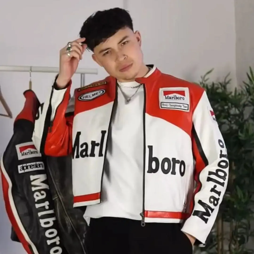 Marlboro Leather Jacket - Red & White