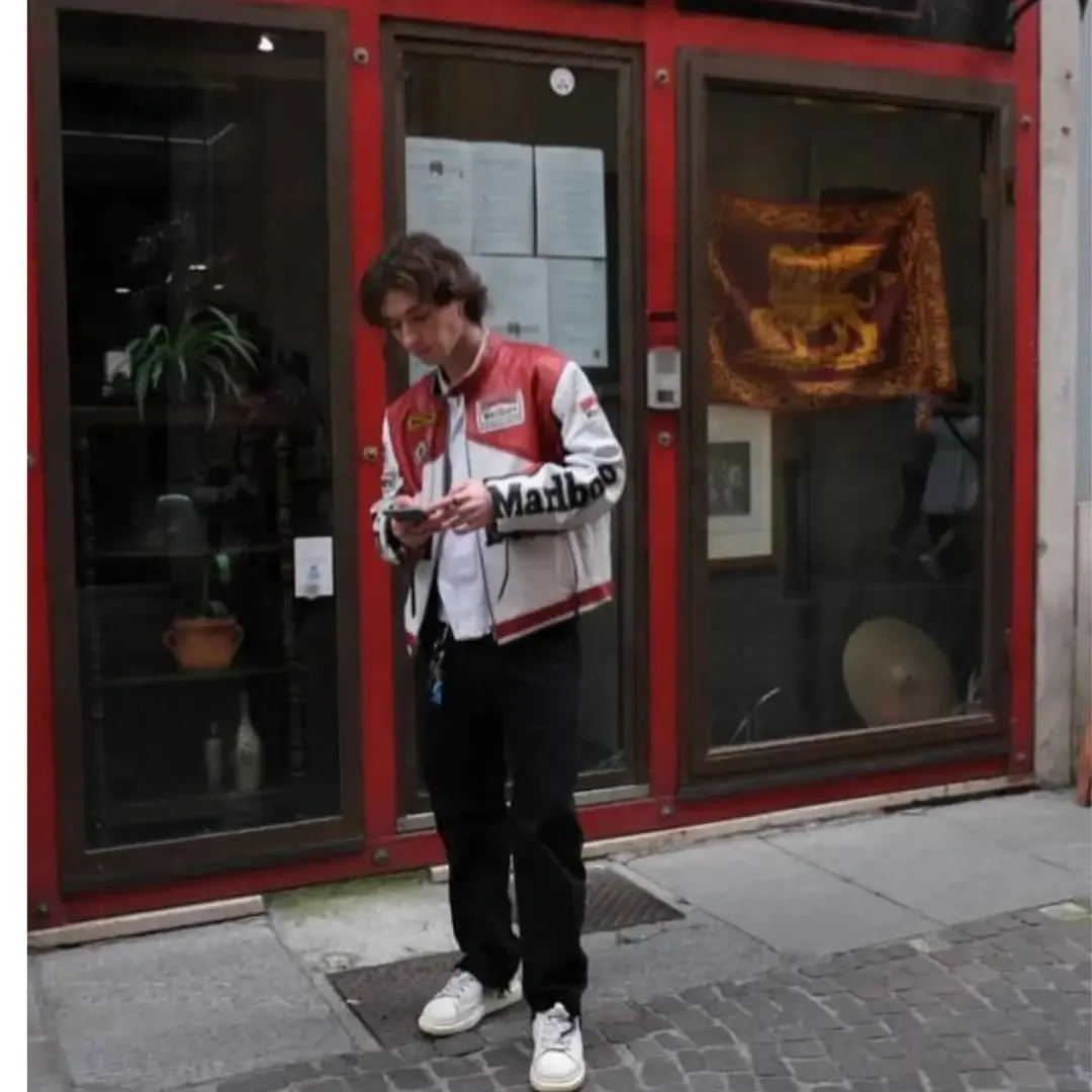 Marlboro Leather Jacket - Red & White