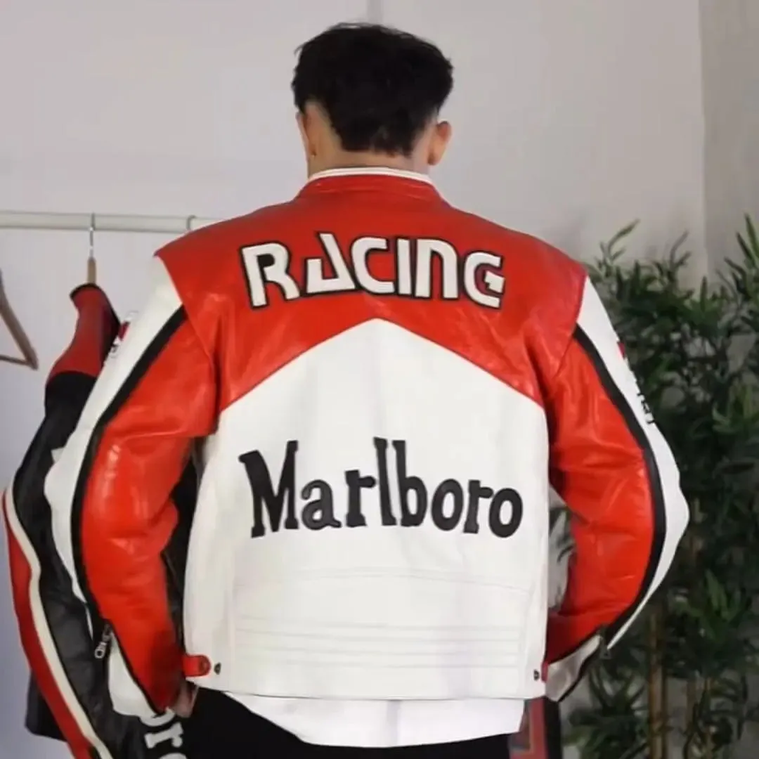 Marlboro Leather Jacket - Red & White