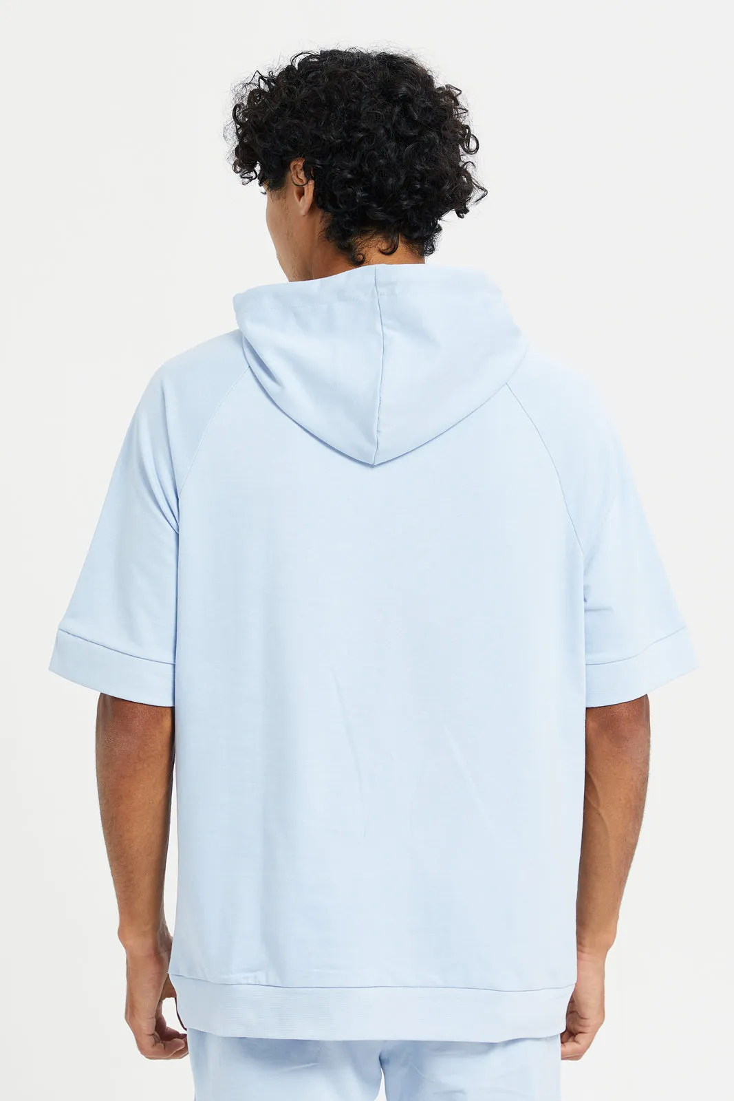 Men Blue Hooded Lounge Sweatshirt