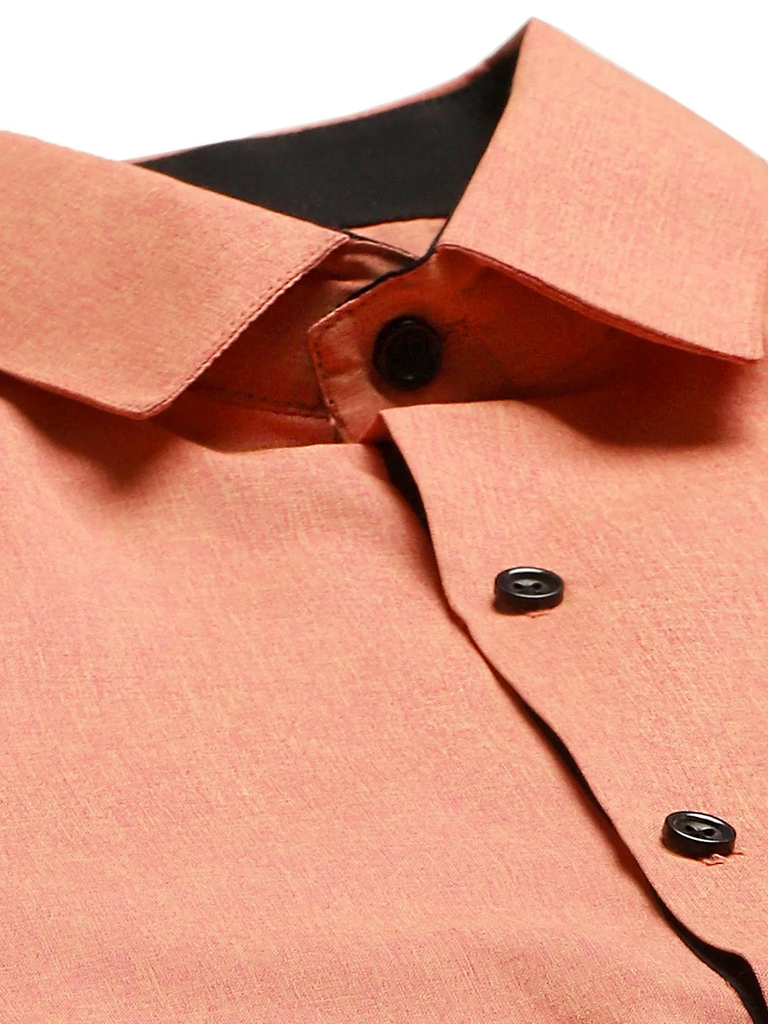 Men's Cotton Orange Solid Formal Shirt - Sojanya