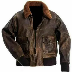 Men's Leather Jacket Aviator A-2 G1 Style