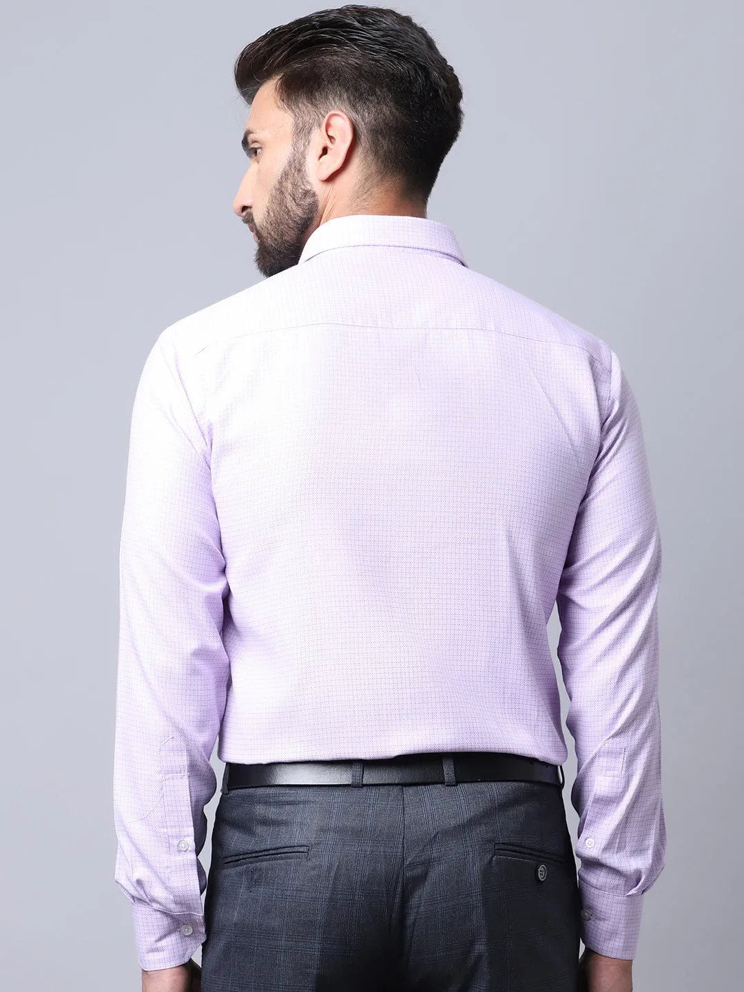 Men's Light Purple Formal Small Checks Full Sleeve Shirt