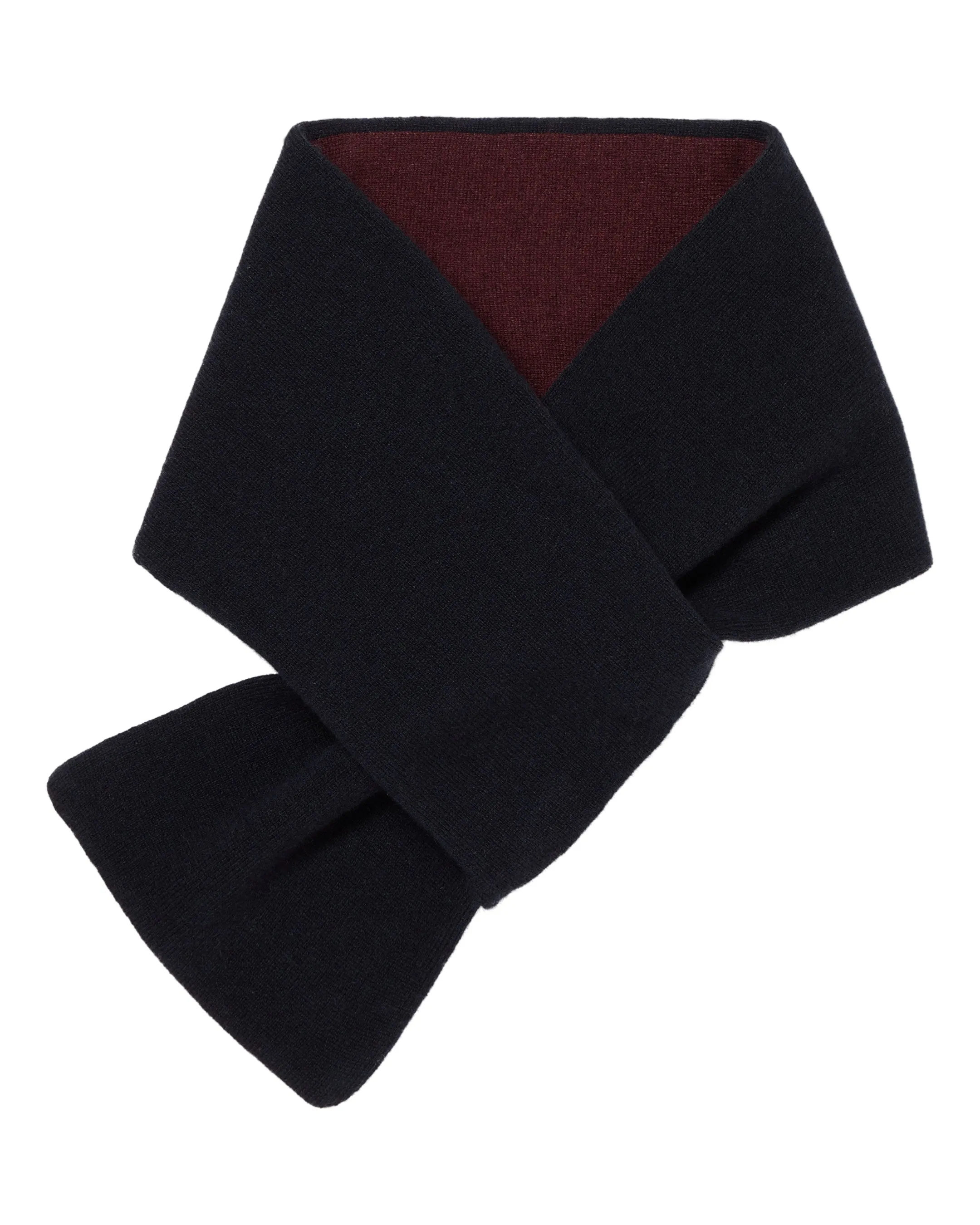 Men's Two Tone Small Cashmere Scarf Navy Blue   Claret Red