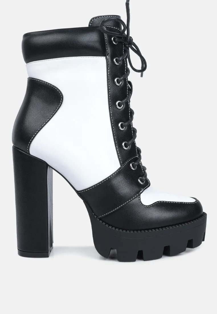 Moos Block Heel Lace Up Boots