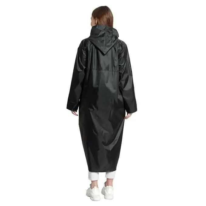 Multispace Auto Dean Premium Black Rain Coat for Women's Polyester Long Raincoat Poncho with Hood (2 Pcs,Size 28 to 34 inch waist)