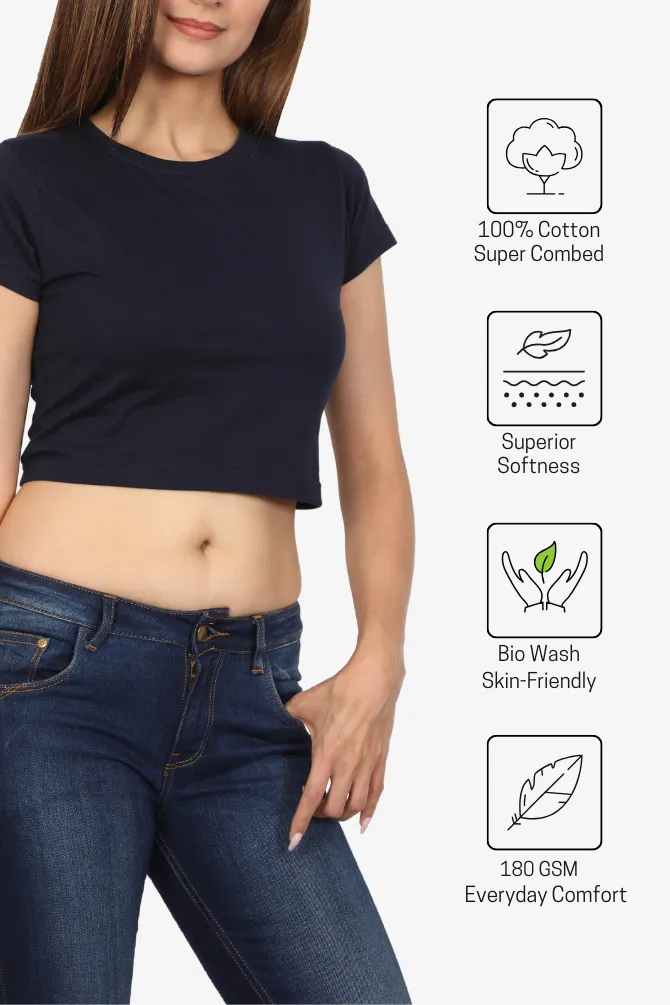 Navy Blue Crop Tops for women