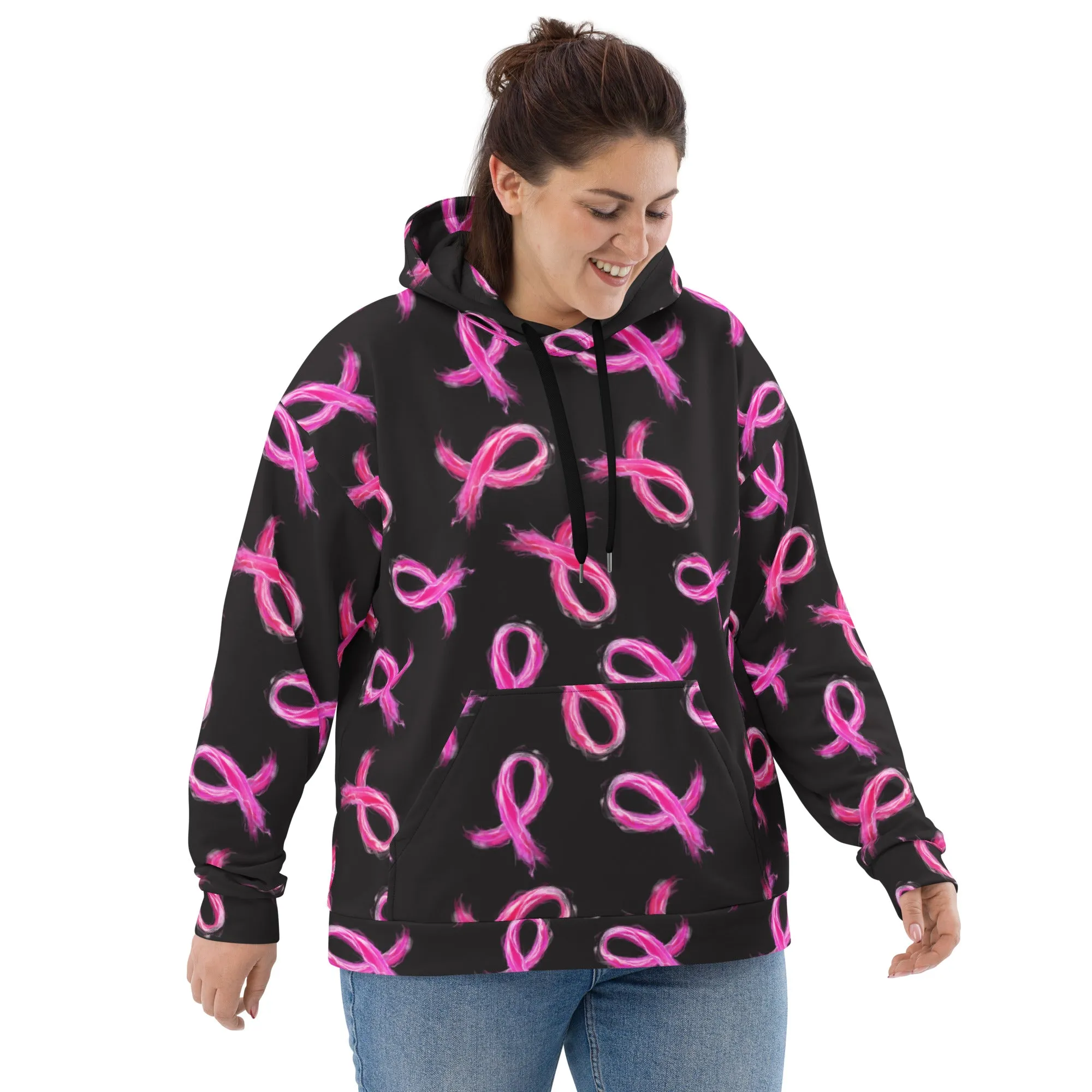 Painted Pink Ribbon Recycled Hoodie