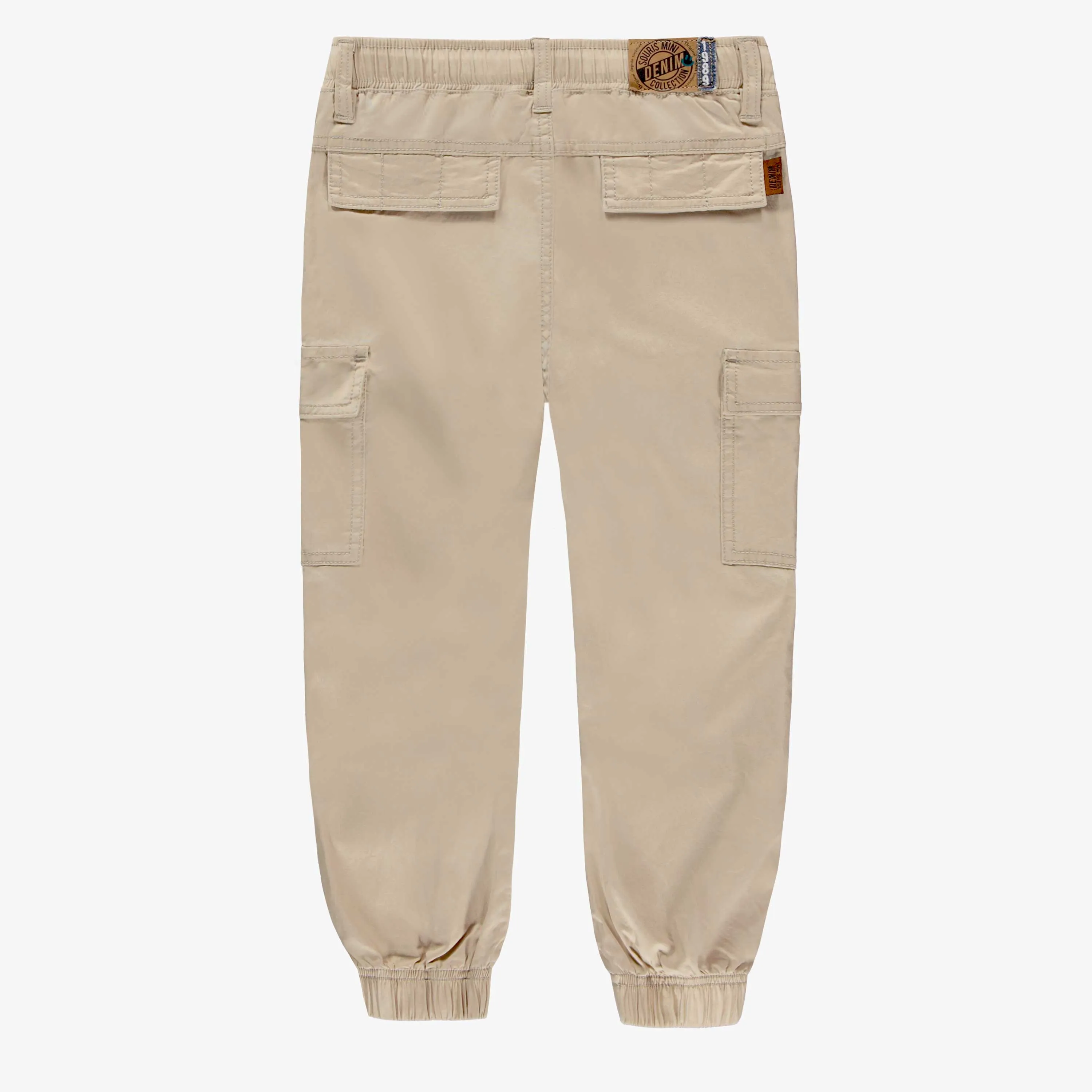 Pantalon beige en twill lyocell avec poches cargo, enfant || Beige twill lyocell pants with cargo pockets, child