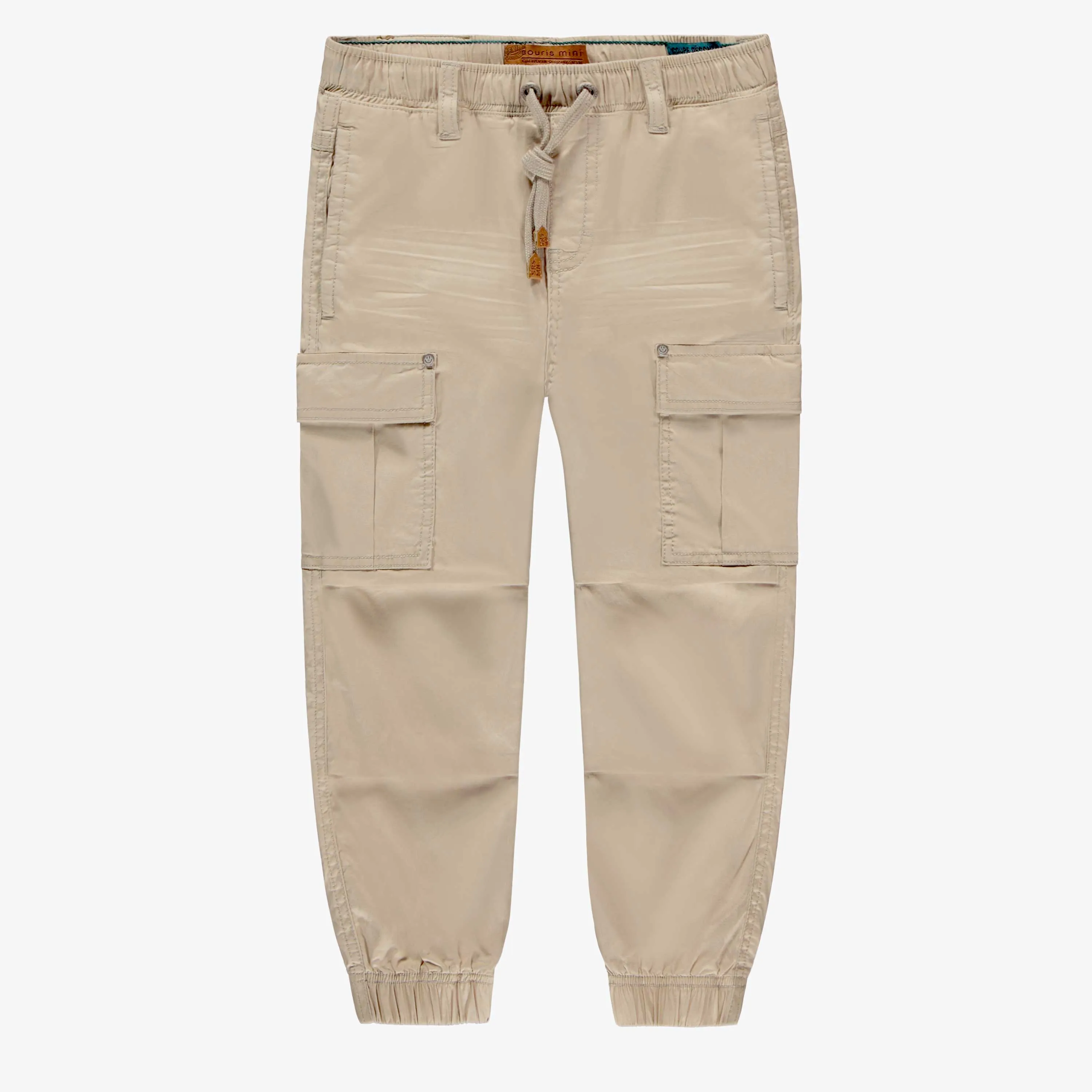 Pantalon beige en twill lyocell avec poches cargo, enfant || Beige twill lyocell pants with cargo pockets, child