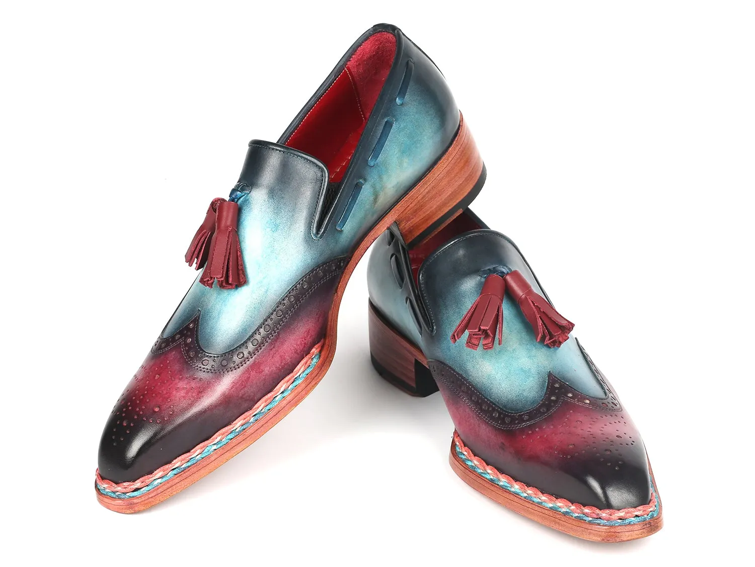 Paul Parkman Blue & Purple Tassel Loafers