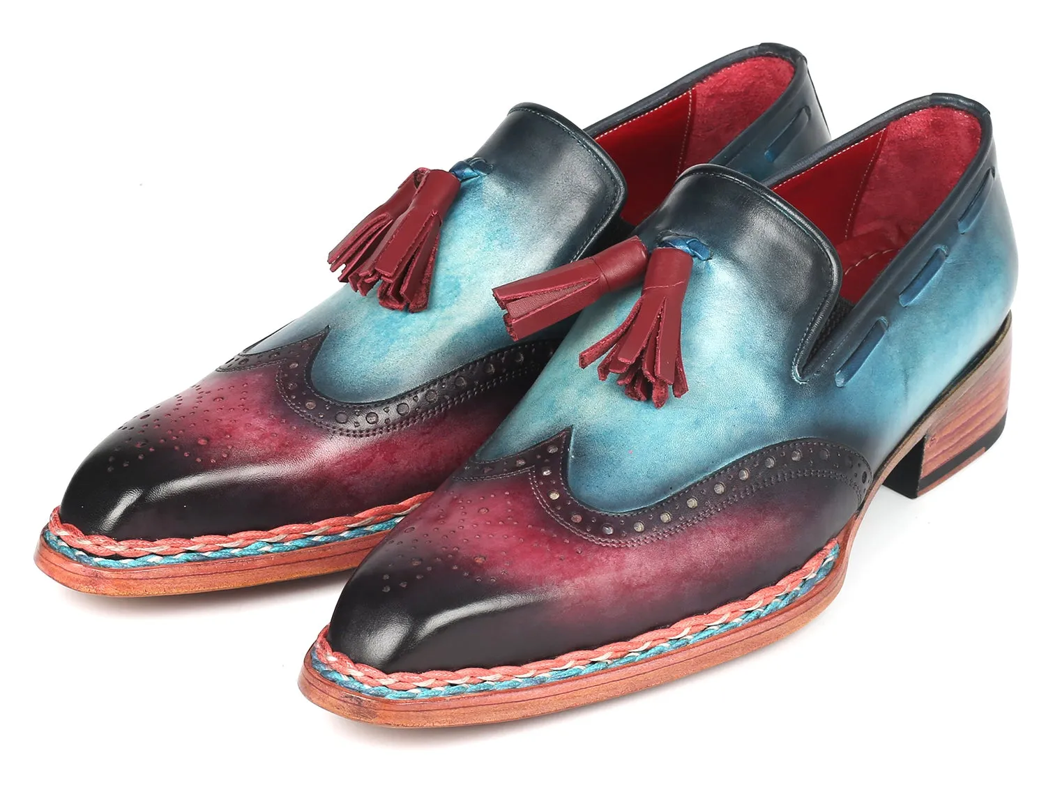 Paul Parkman Blue & Purple Tassel Loafers