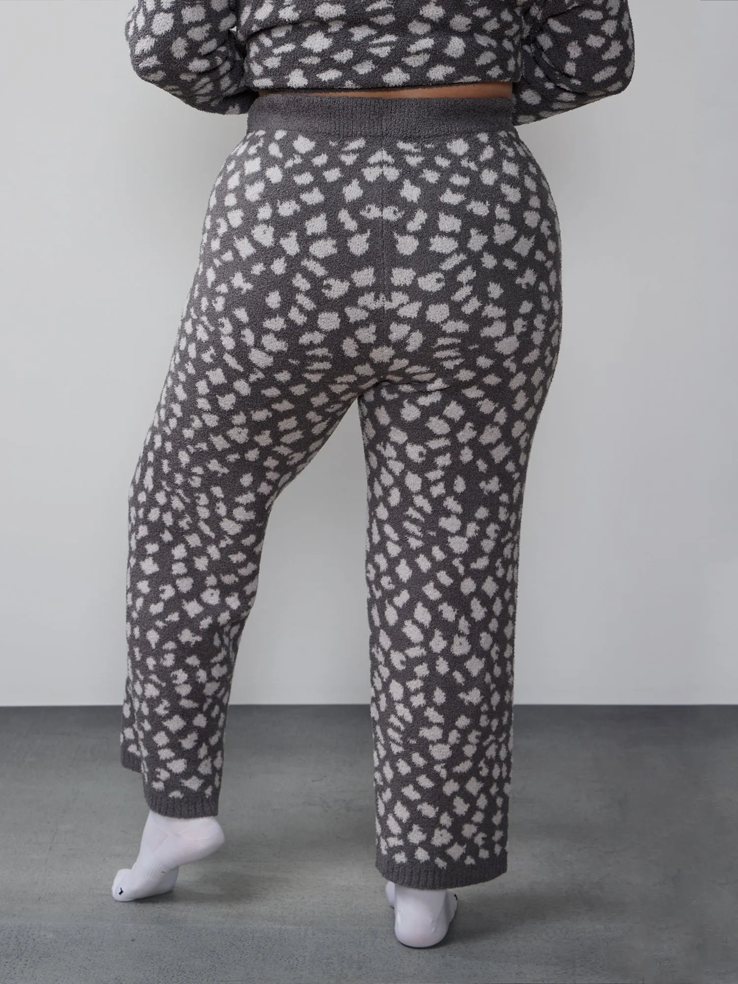 Plus Leopard Print Teddy Pant