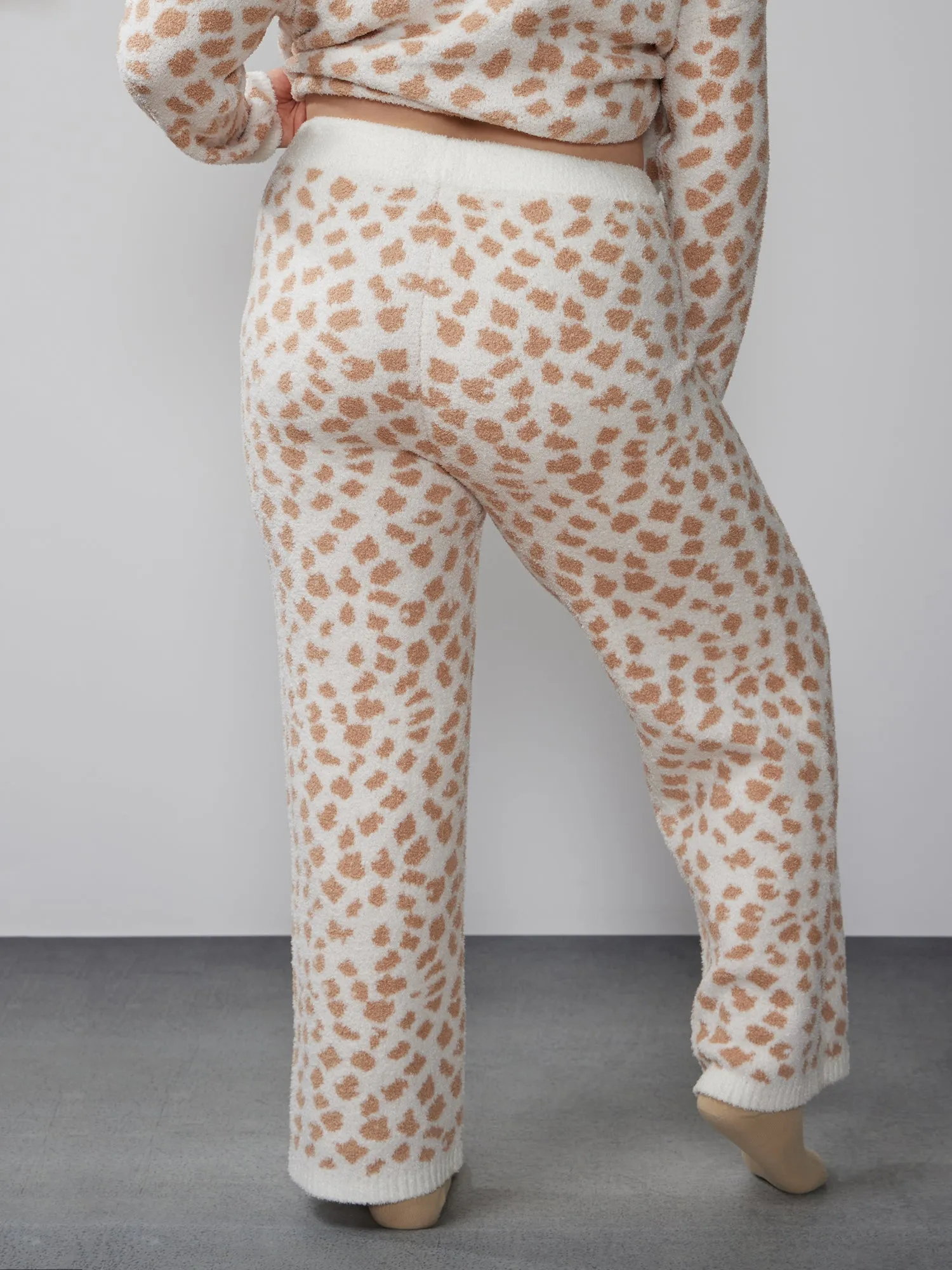 Plus Leopard Print Teddy Pant