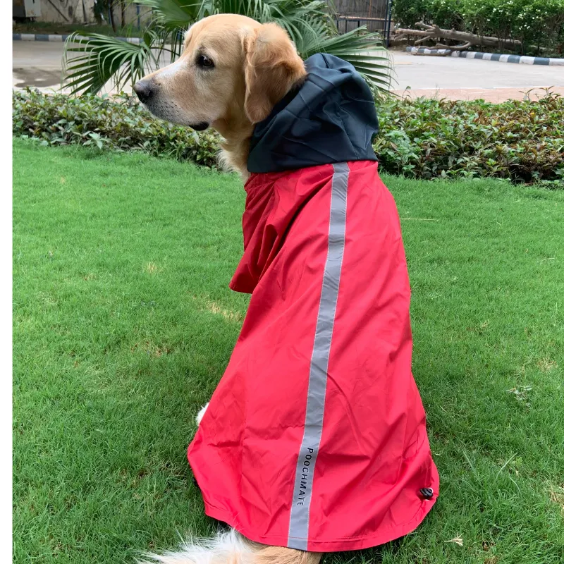 PoochMate Two Toned Rain Coat - Red & Charcoal