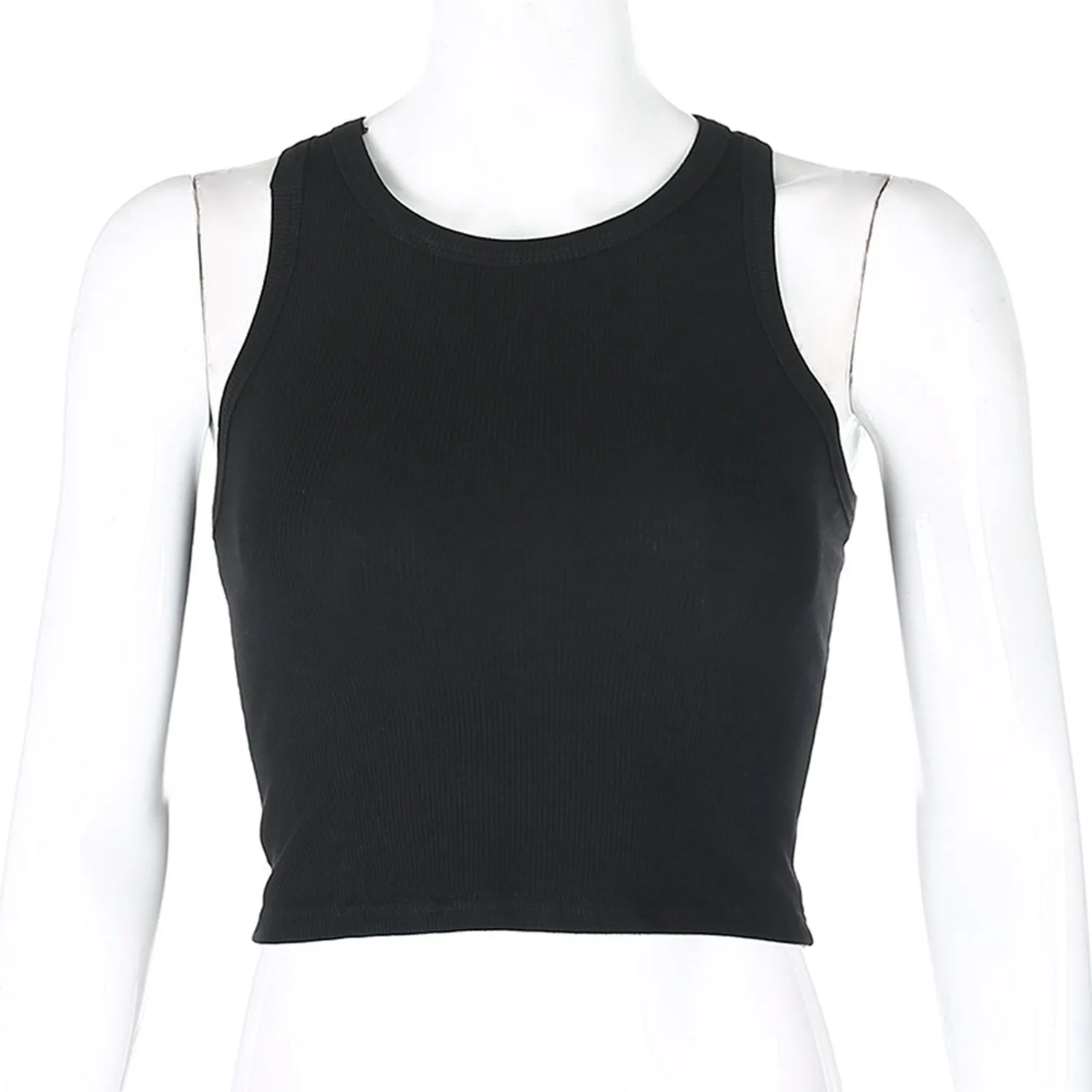 Racerback Crop Tank Tops Womens Summer Rib-kint Vest