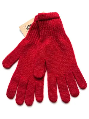 Red cashmere gloves for women