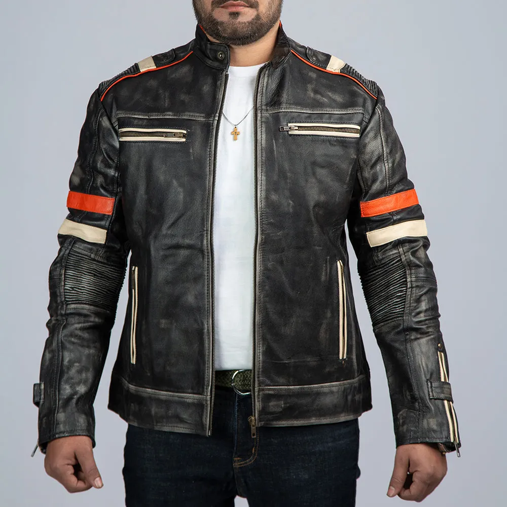 Retro 3 Distressed Leather Biker Jacket