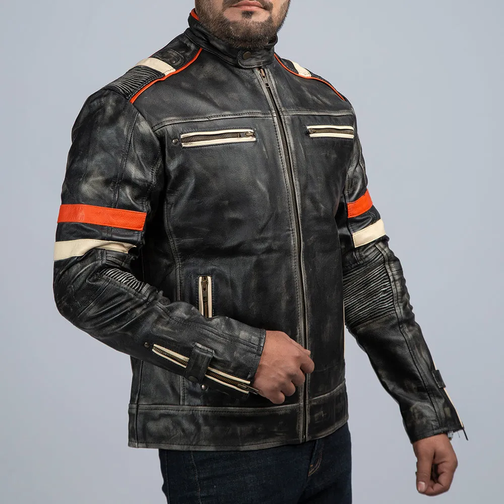 Retro 3 Distressed Leather Biker Jacket