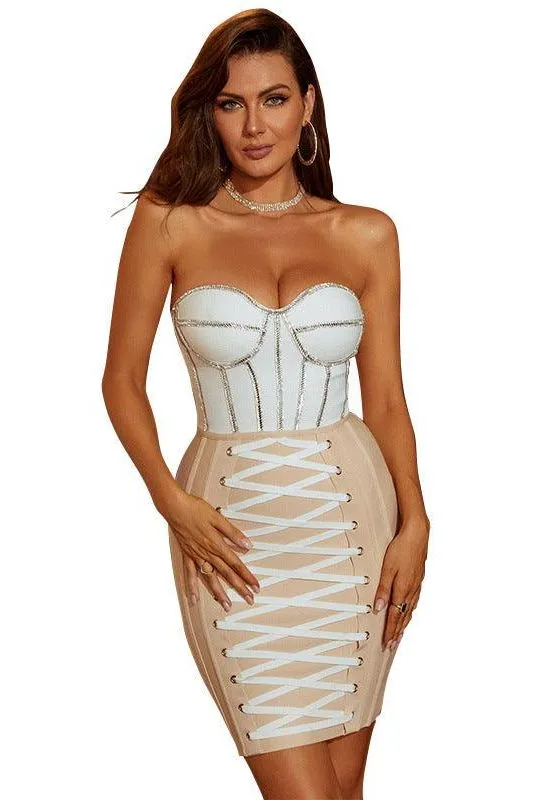 Retro sequin tie-line decoration bandage dress