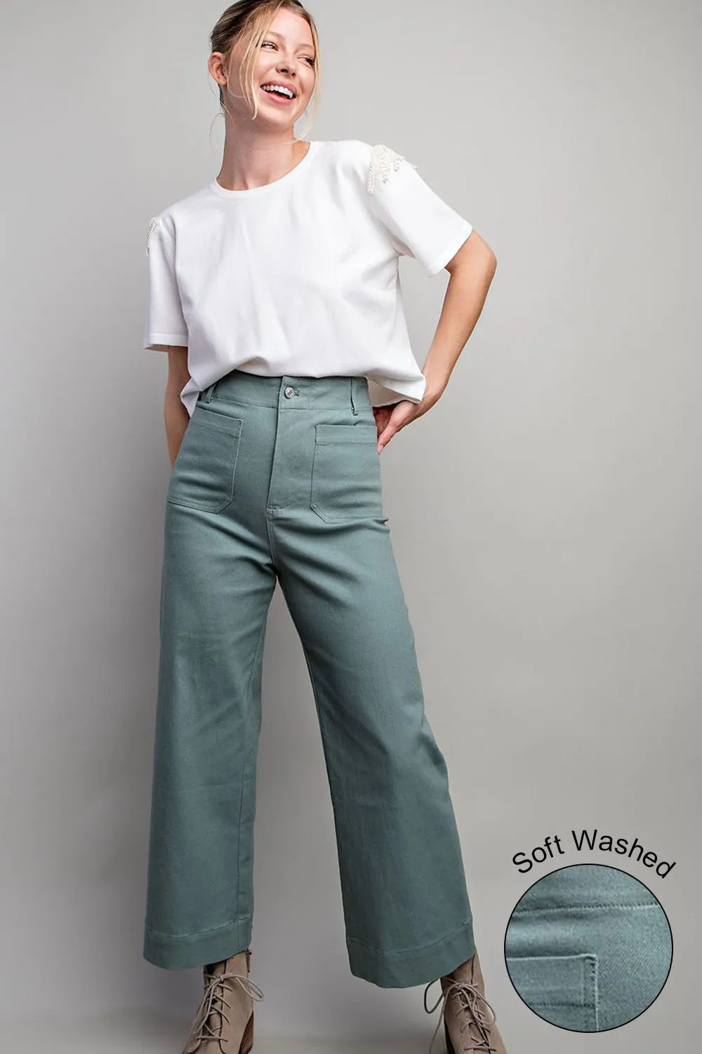 Sage Soft Washed Wide Leg Pants