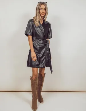 Salem Faux Leather Wrap Dress