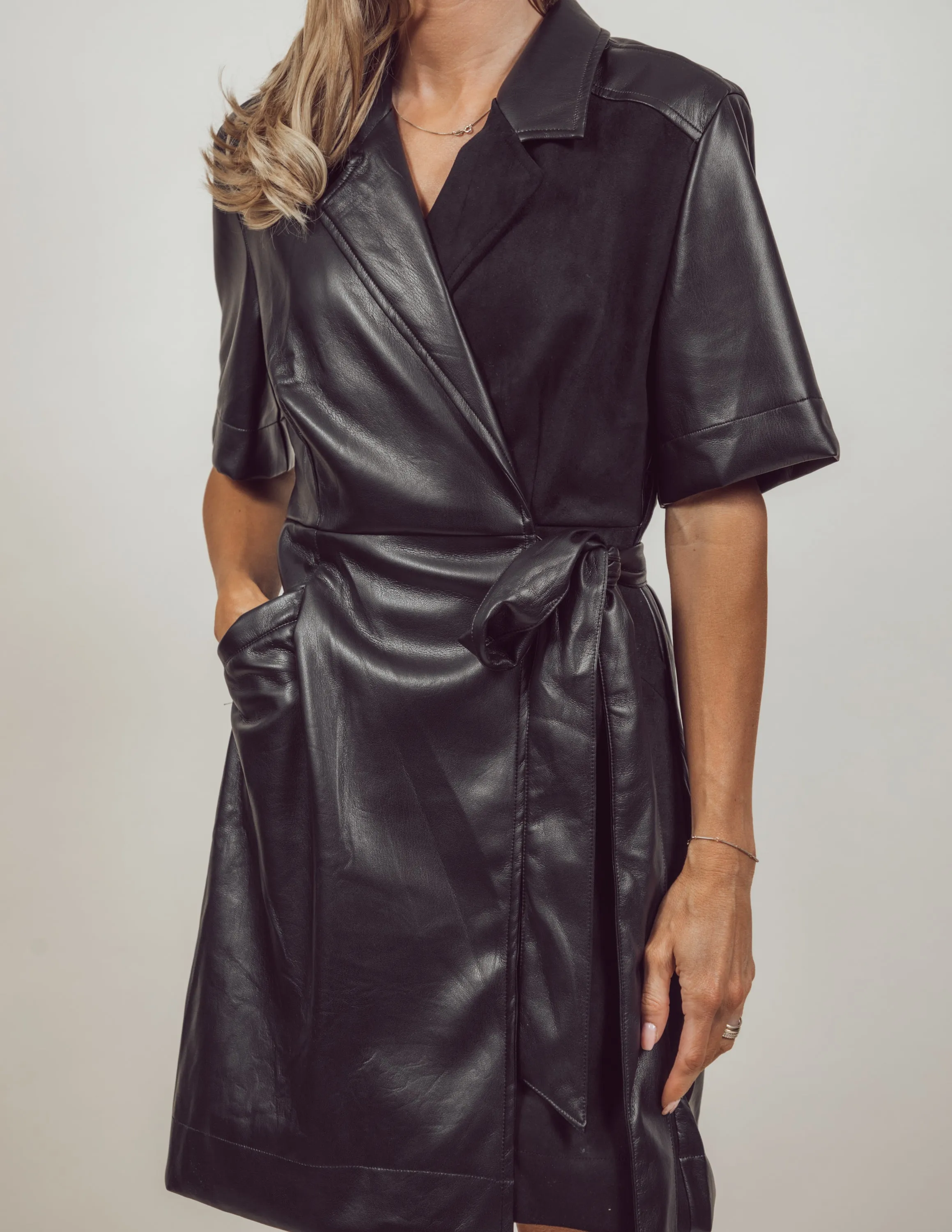 Salem Faux Leather Wrap Dress