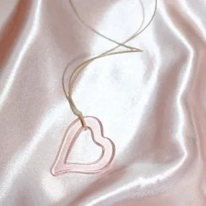 Slanted Heart Cord Choker in Rose