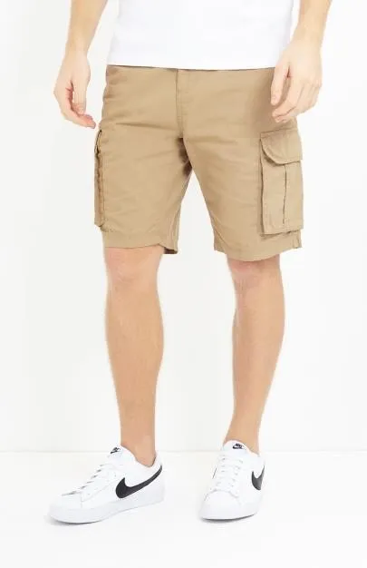 STONE POCKET DETAIL COTTON CANVAS UTILITY SHORTS