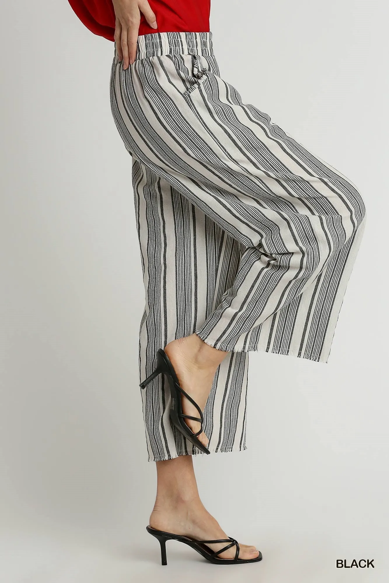 Striped Wide Leg Ankle Pants