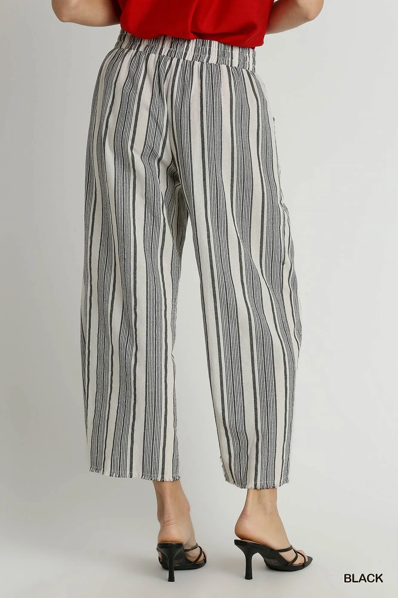 Striped Wide Leg Ankle Pants