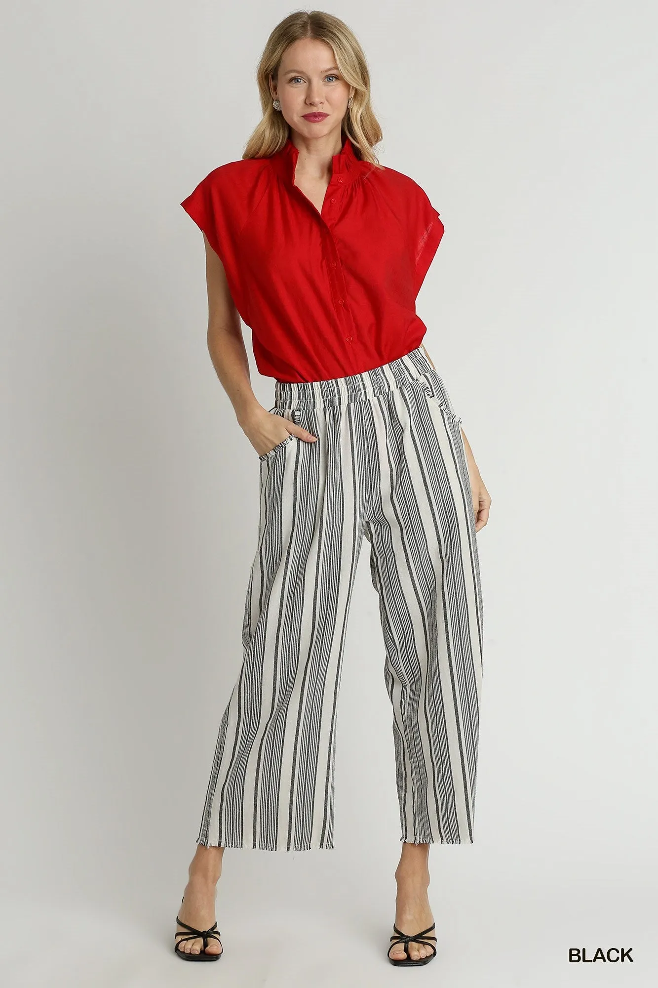 Striped Wide Leg Ankle Pants