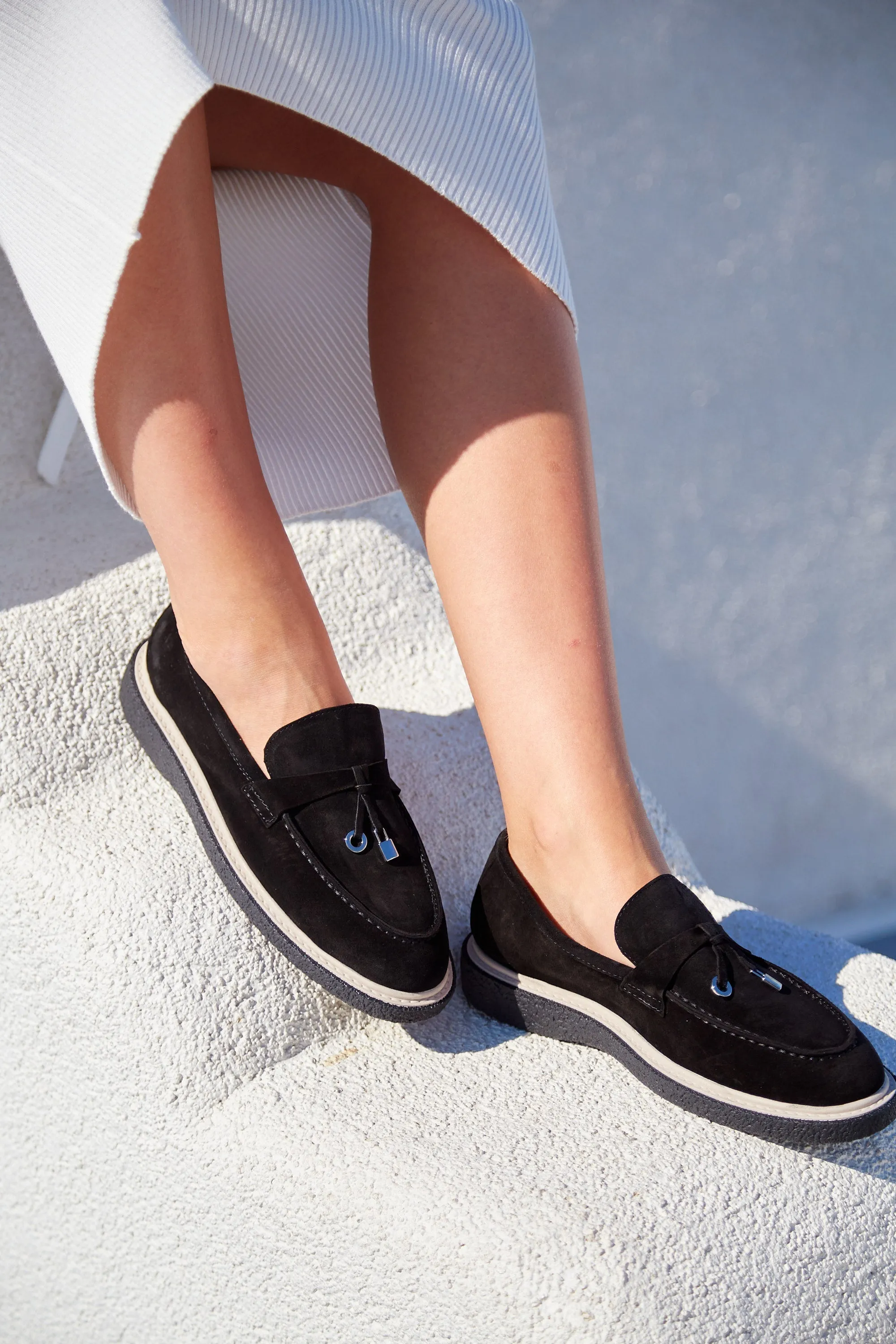 Suede Slip-On Loafers - Black Suede