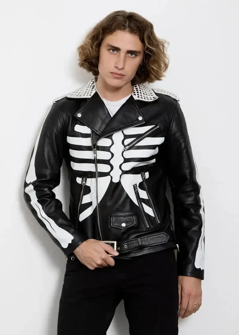 Supreme Black Real Leather Skeleton Jacket