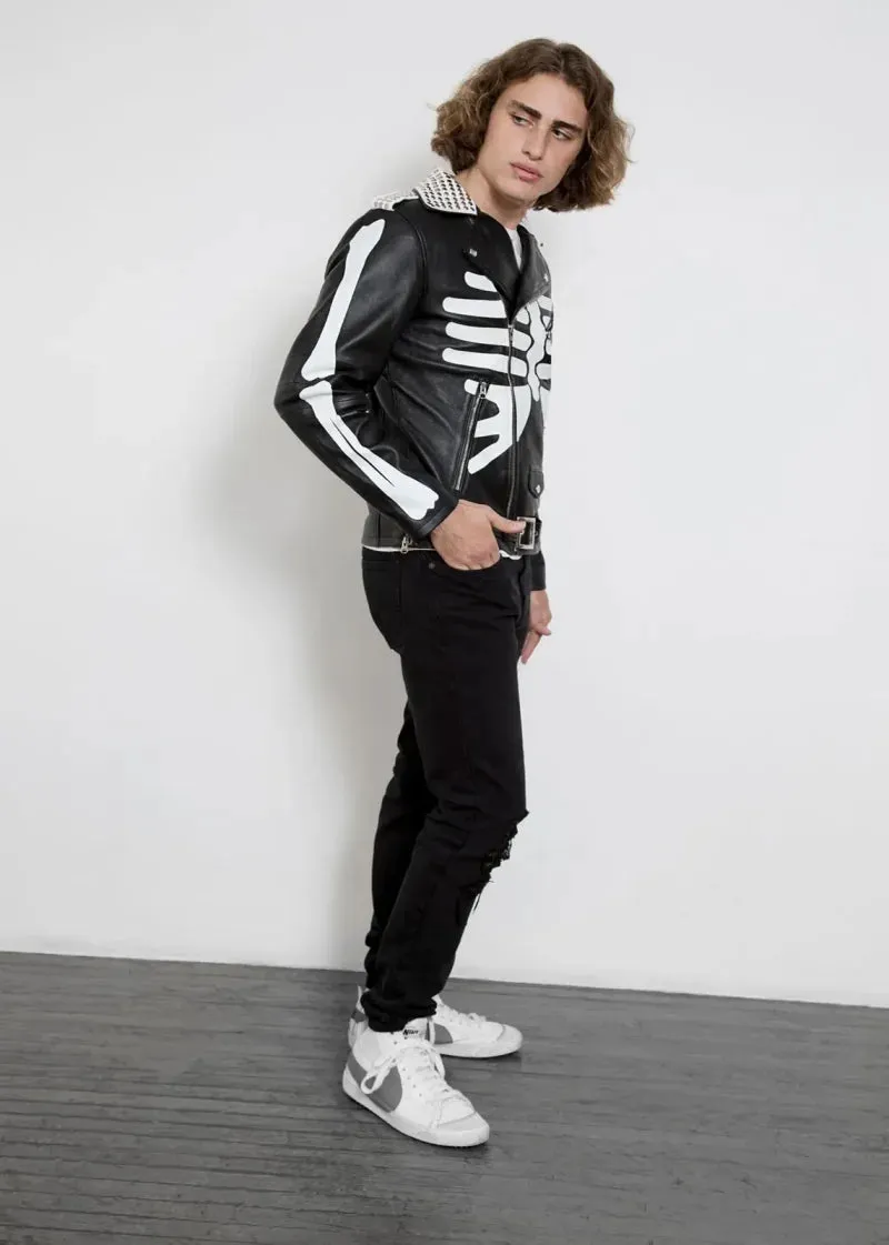 Supreme Black Real Leather Skeleton Jacket