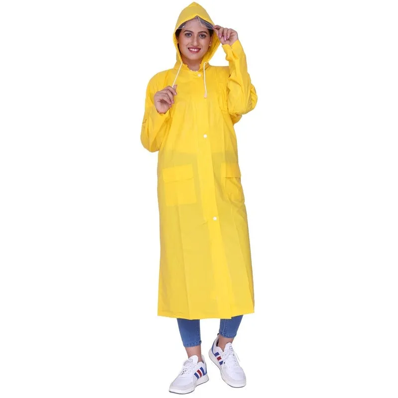 THE CLOWNFISH Juliet Series Raincoats for Women Rain Coat for Women Raincoat for Ladies Waterproof Reversible Double Layer Longcoat with Printed Plastic Pouch (Blue, Large)