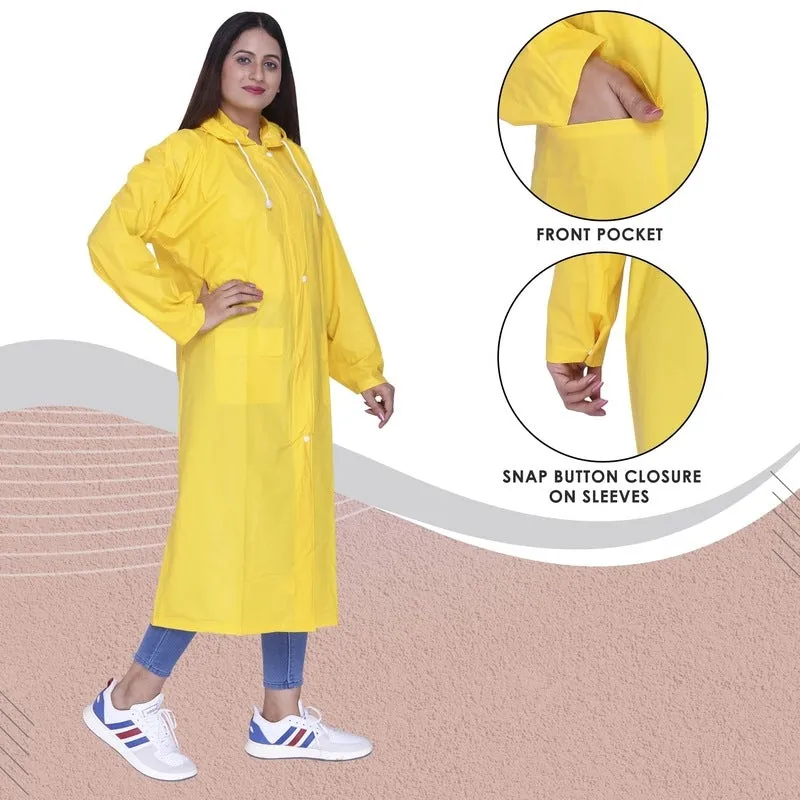 THE CLOWNFISH Juliet Series Raincoats for Women Rain Coat for Women Raincoat for Ladies Waterproof Reversible Double Layer Longcoat with Printed Plastic Pouch (Blue, Large)