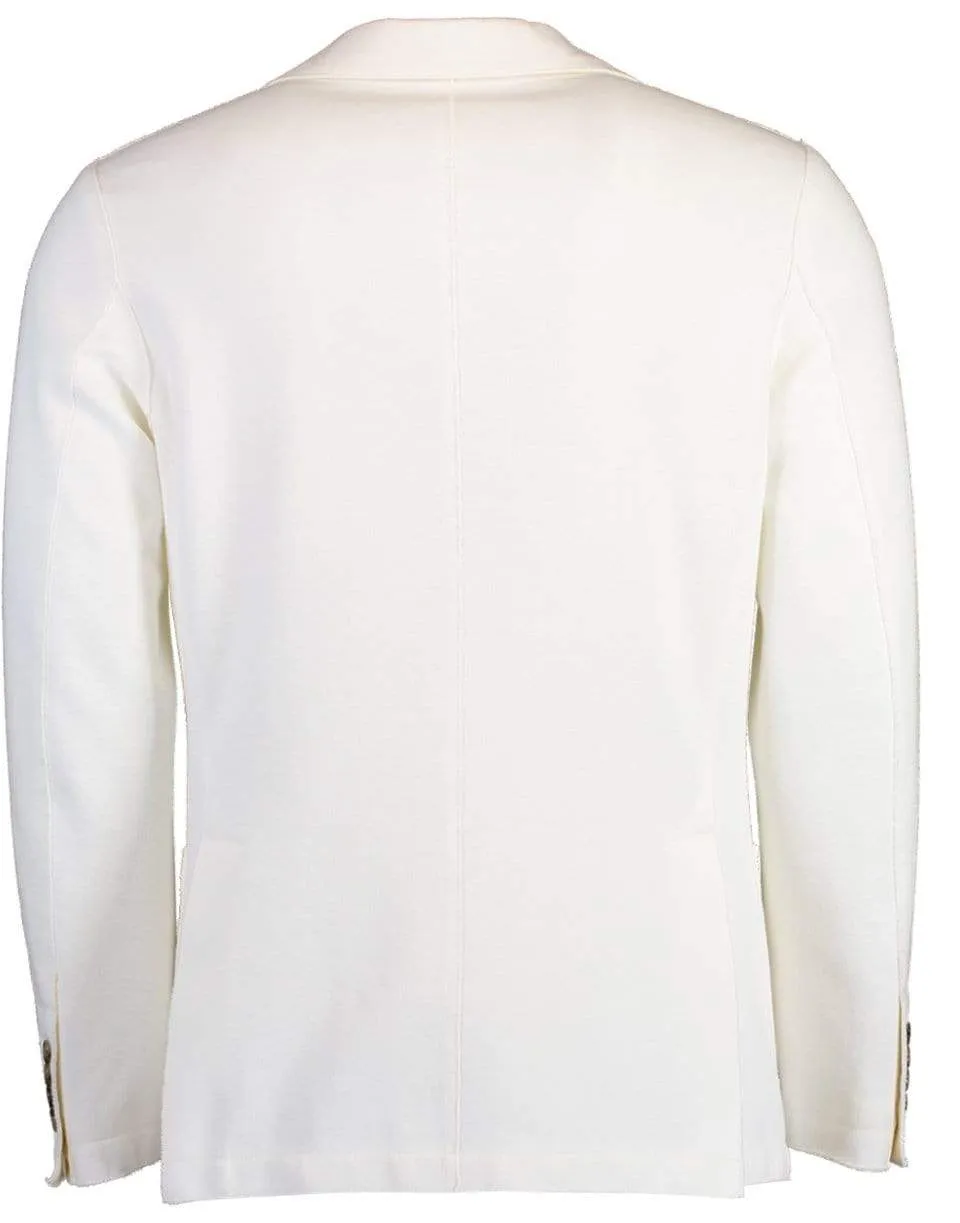 White Single Breasted Laser Cut Jacket