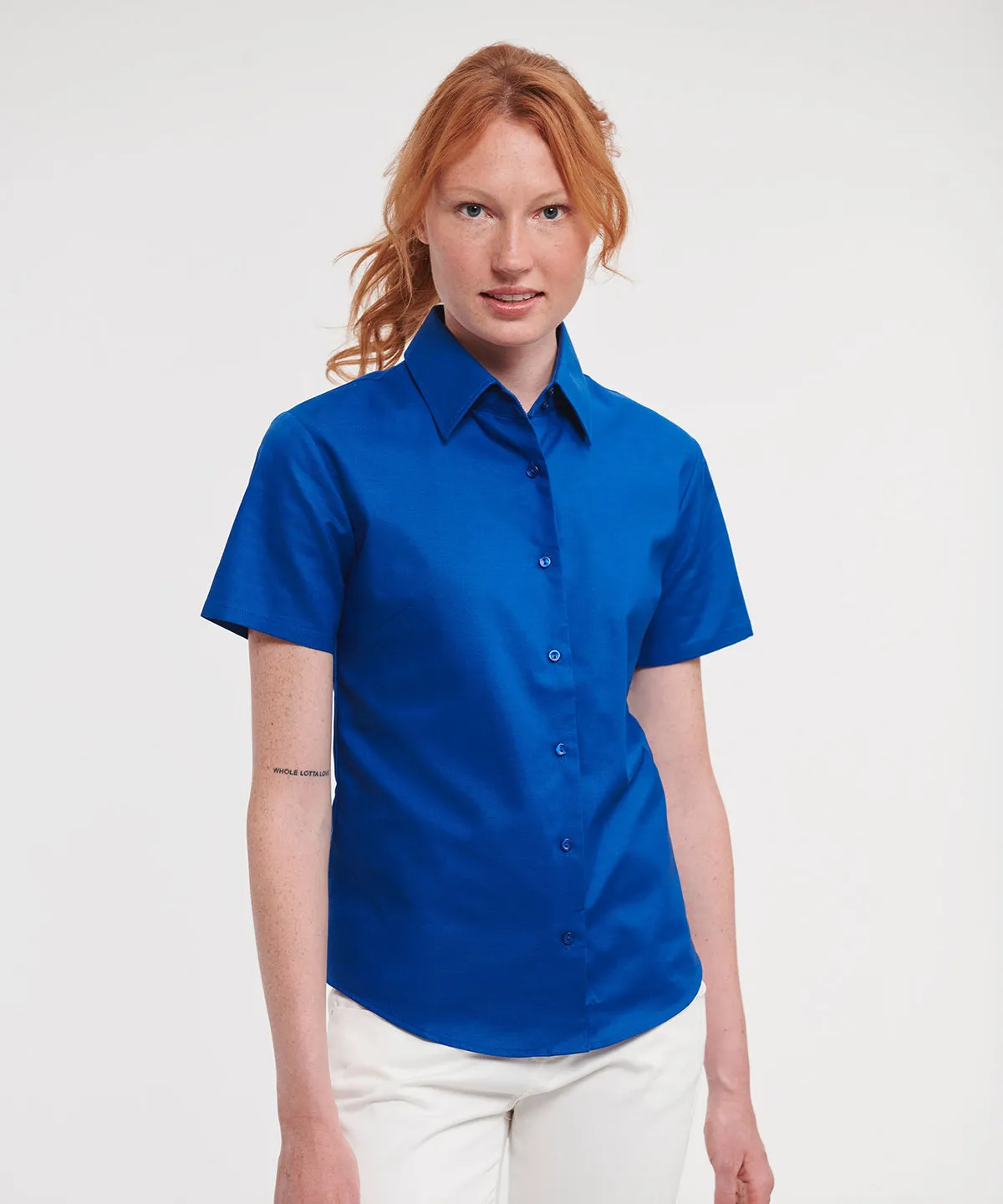 White - Women's short sleeve Oxford shirt