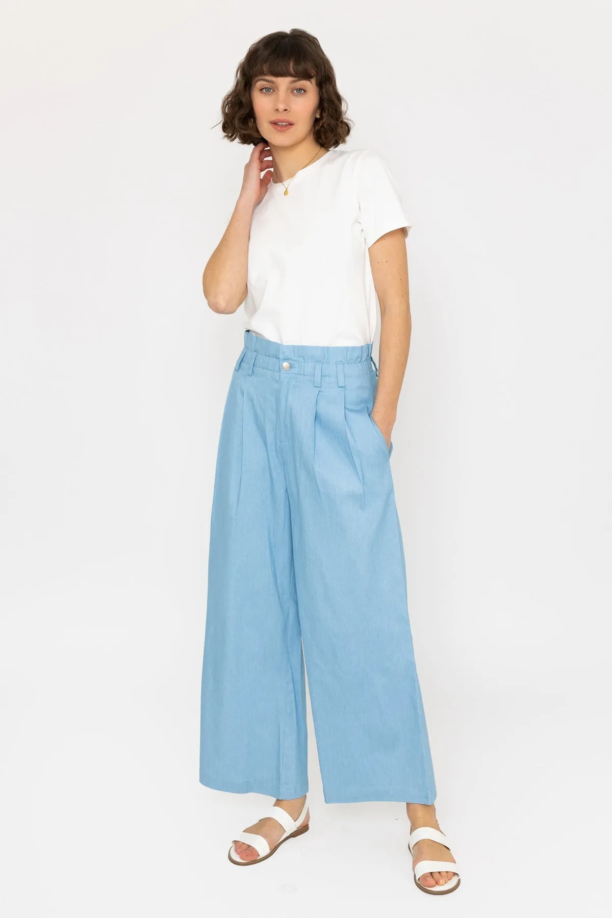 Wide Leg Chambray Pant