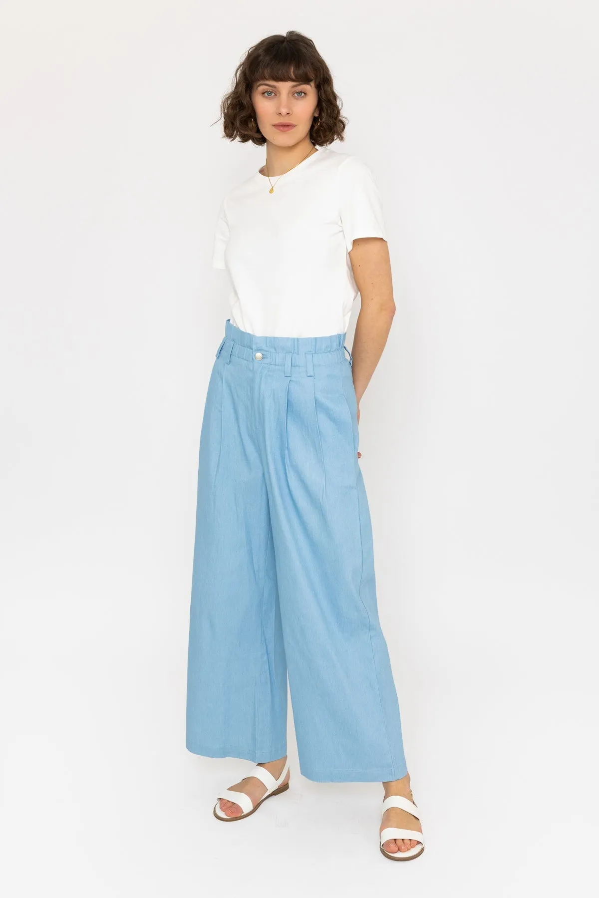 Wide Leg Chambray Pant